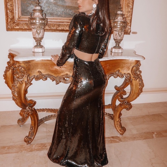 A.L.C. Gabriela Black/Green Sequin Gown - Picture 5 of 5